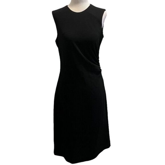 Banana Republic Vintage Y2K Ruched Left Side Sleeveless Sheath DRESS Black SZ 6 - Picture 1 of 10